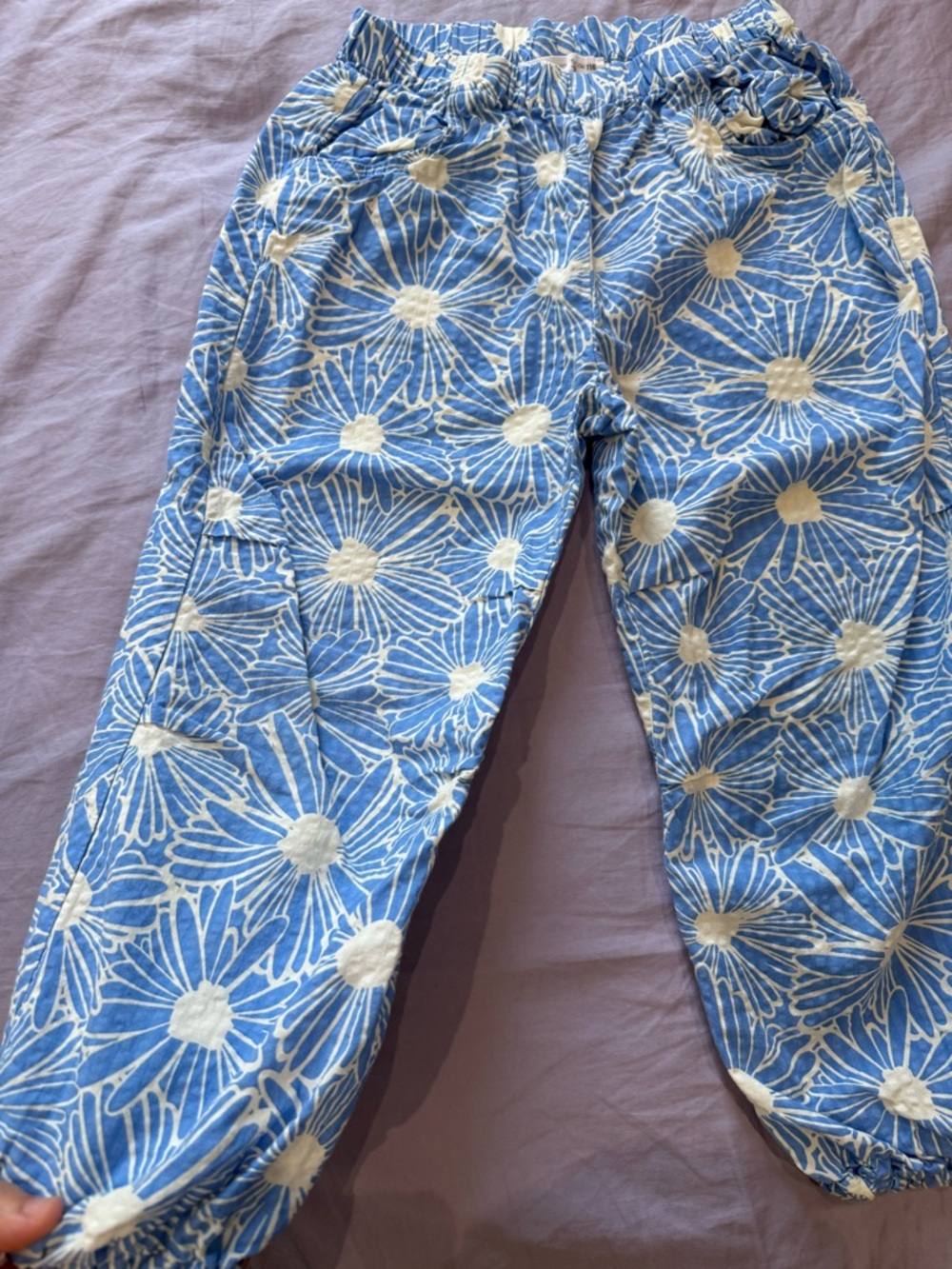 Zara Blue and White Floral Joggers